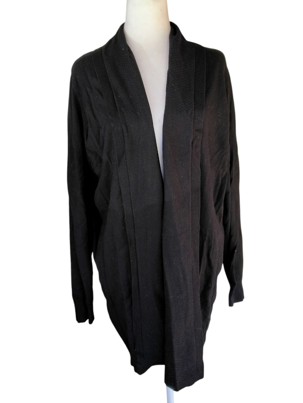 Cyrus Black Open Drape Front Cardigan Soft Nylon Blend Office Errands Size 2X